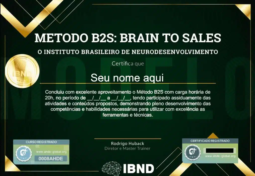 Método B2S: BRAIN TO SALES | Curso de Vendas Online